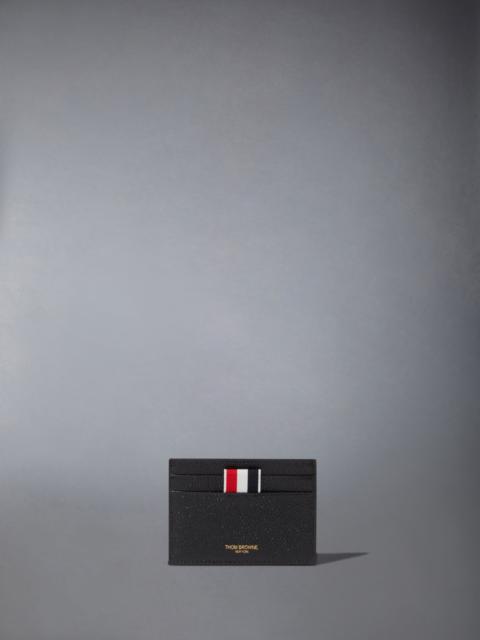 Thom Browne Black Pebble Grain Leather Grosgrain Tab Double Sided Card Holder