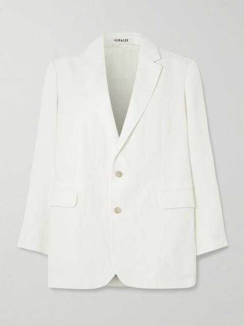 AURALEE Oversized wool, cotton and linen-blend Oxford blazer Off-white