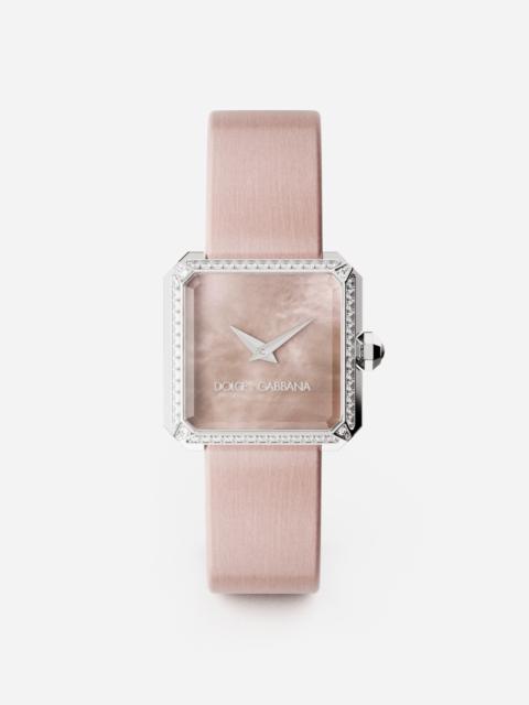 Sofia steel watch with colorless diamonds