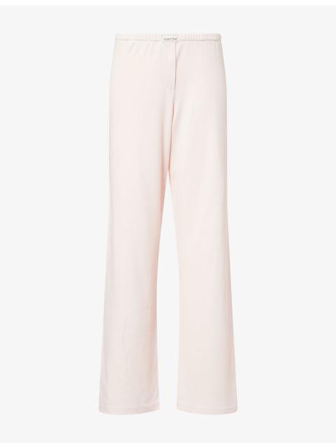 Sporty & Rich Brand-Tab Ribbed Stretch-Cotton Jogging Bottoms