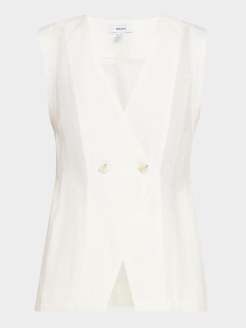 REISS Whitney Button-Front Linen Waistcoat