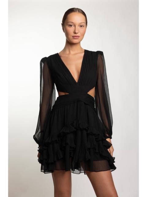 SILK PLISSE ESSENCE CUT OUT MINI DRESS