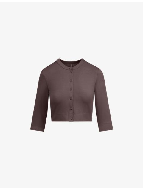 SKIMS Smooth Lounge Cropped Stretch-Modal Cardigan