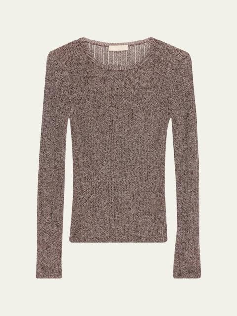 ULLA JOHNSON Vianca Sparkly Long-Sleeve Tee