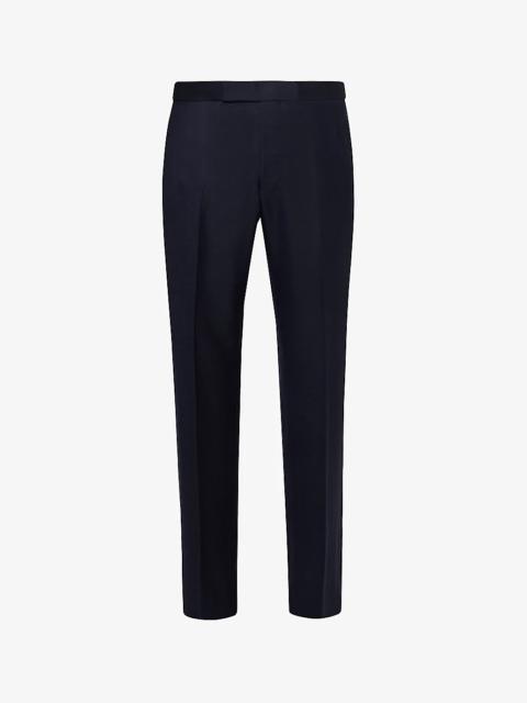 High-rise slim-fit wool trousers