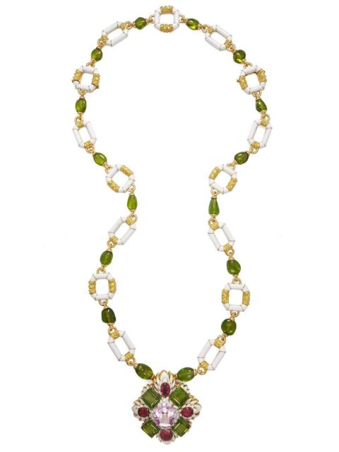 DAVID WEBB Kunzite Rubellite Heraldic Couture Necklace