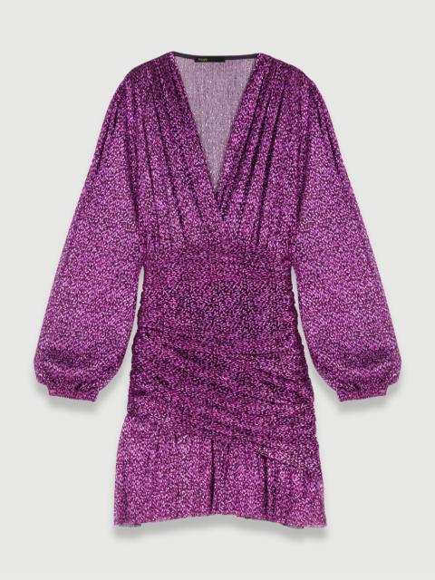 maje Metallic fibre pleated dress