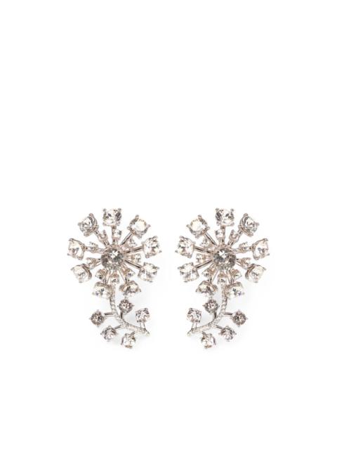 self-portrait crystal-embellished floral earrings