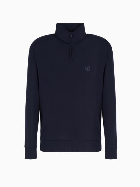 GIORGIO ARMANI Virgin-wool knit mock-neck sweatshirt