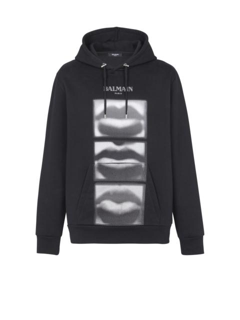 Hoodie with vintage Balmain Lips print