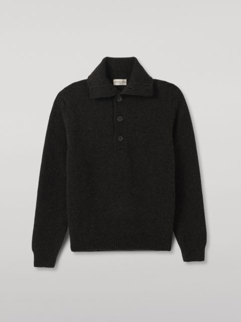 Johnstons of Elgin Douglas Button Neck Dark Grey Cashmere Jumper