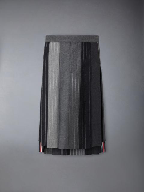 Thom Browne FLANNEL BANKER STRIPE PLEATED SKIRT