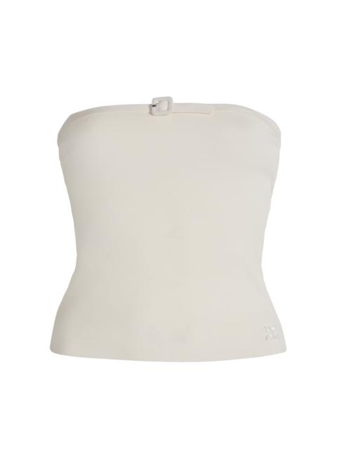 courrèges Buckle-Detailed Knit Tube Top white