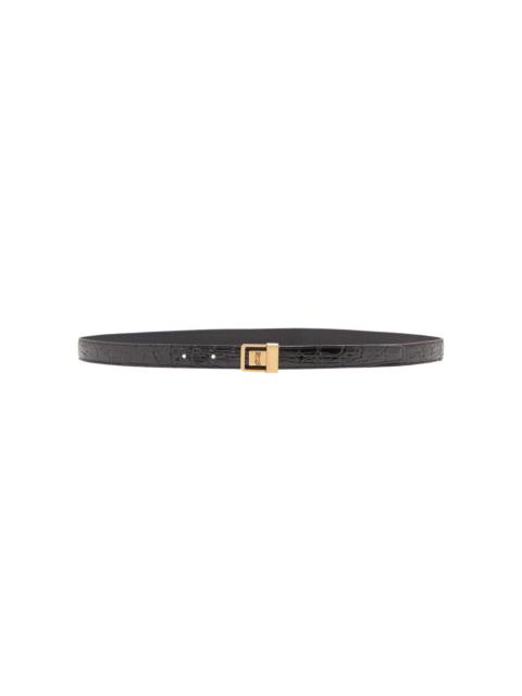 SAINT LAURENT Thin Buckle Embossed Leather Belt