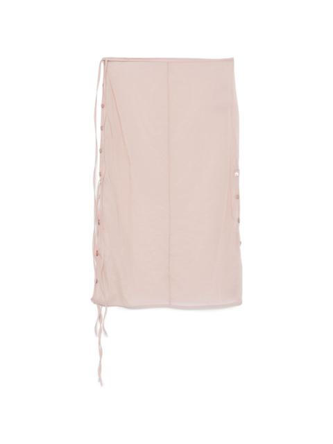 LOW CLASSIC see-through button-loop midi skirt