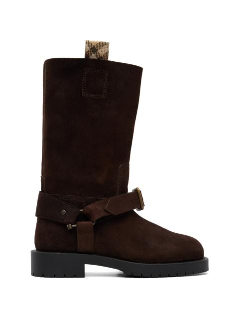 Burberry Brown Suede Soft Saddle Low Boots