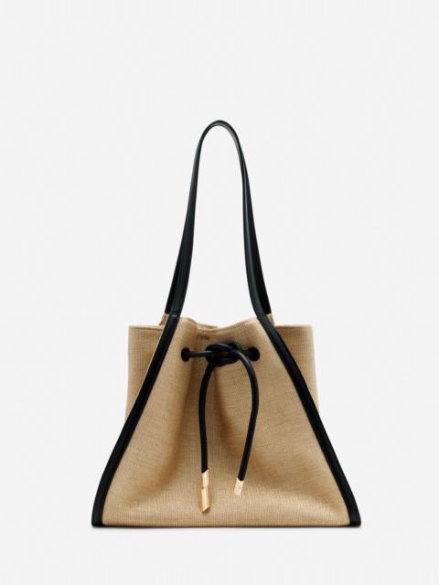 Lanvin SEQUENCE BAG IN LEATHER AND RAFFIA