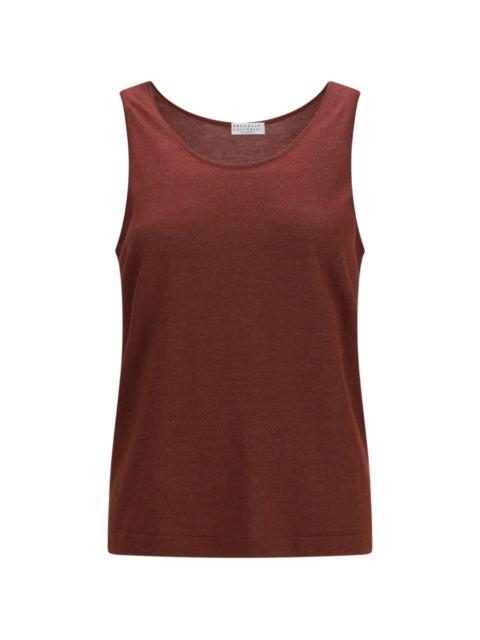 Brunello Cucinelli knitted metallic-effect top