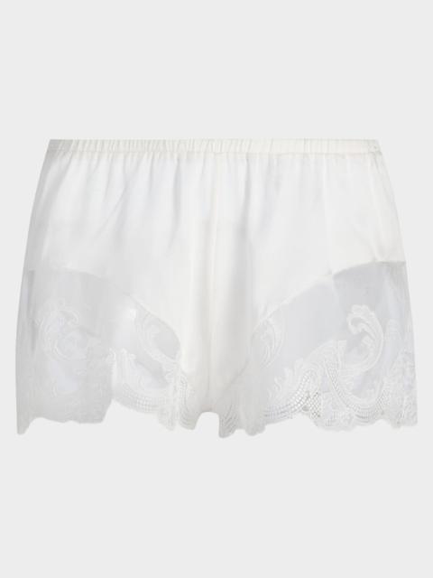 KIKI DE MONTPARNASSE Voltaire Lace-Trim Stretch-Silk Shorts