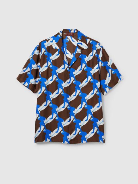 GUCCI Printed silk bowling shirt