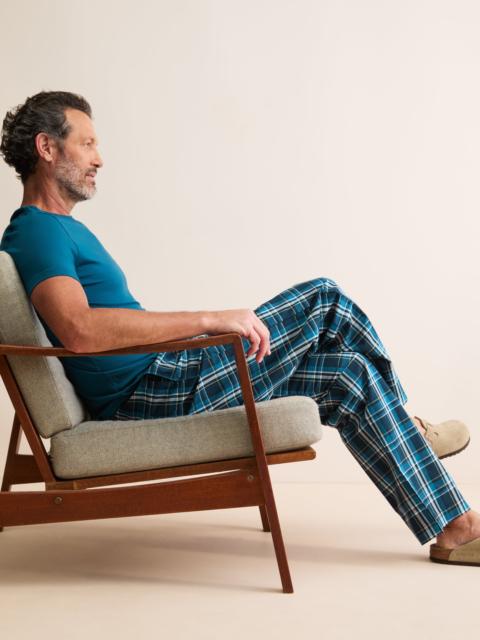 Derek Rose Barker Cotton Lounge Pants Blue & Teal Check