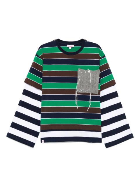 CHARLES JEFFREY LOVERBOY Charles Jeffrey Loverboy Striped Knitted-patch T-shirt