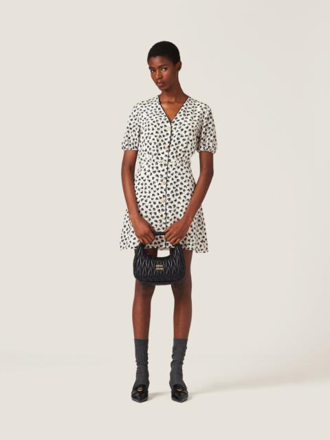 Miu Miu Heart print crepe de chine mini-dress