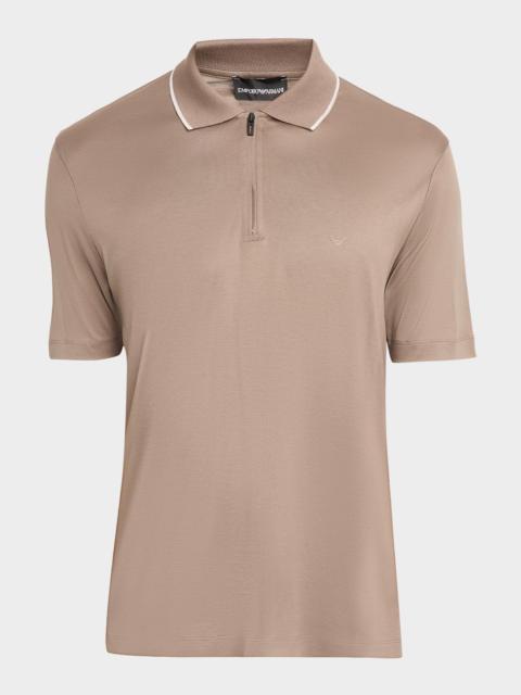 EMPORIO ARMANI Men's Contrast-Stripe Cotton-Jersey Polo Shirt