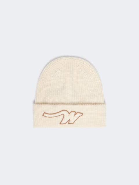 WEEKEND Max Mara ALBEN Wool beanie with “W” patch - WHITE
