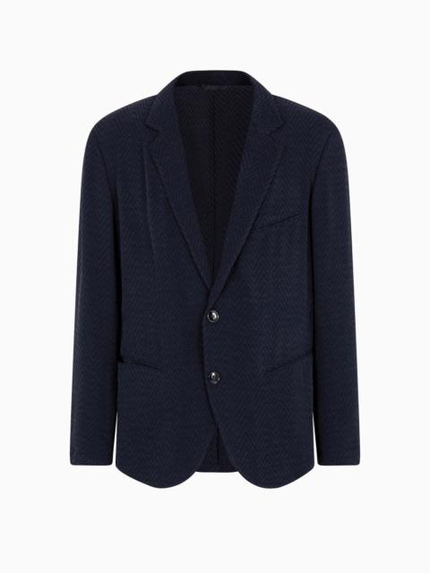 GIORGIO ARMANI Single-breasted jacket in a mesh-effect cupro
