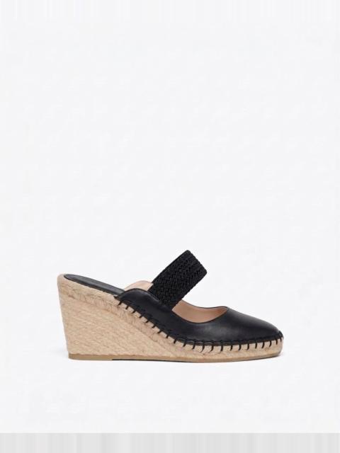 MALONE SOULIERS Siena 70 Black Leather Wedge Mules