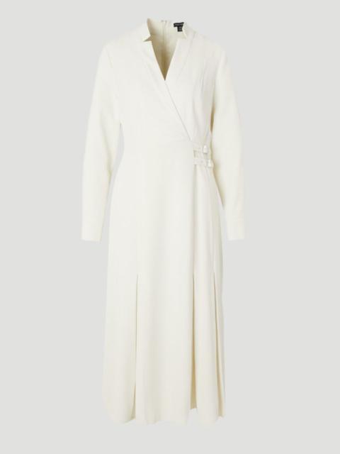 KAREN MILLEN Tailored Crepe Buckle Waist Midi Shirt Dress