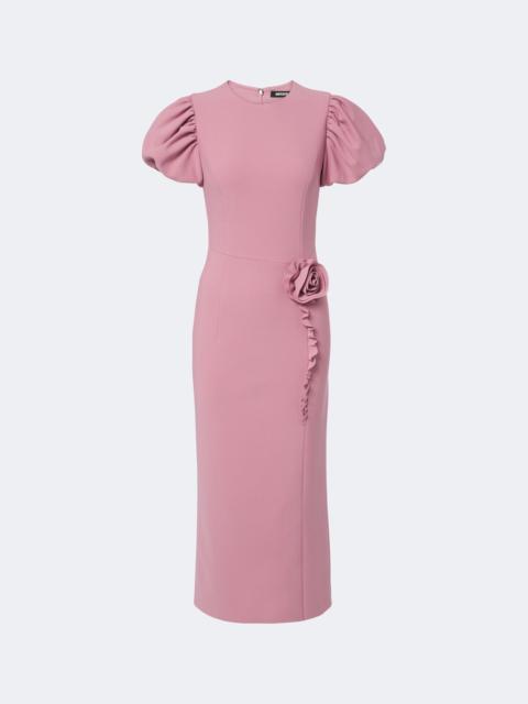 ROTATE Floral-appliqué crêpe midi dress