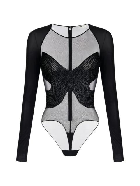 ELISABETTA FRANCHI crystal-embroidered long-sleeves bodysuit