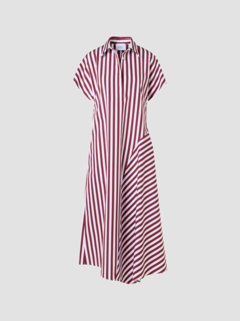 AKRIS Women's Kodak Striped Cotton Midi Shirtdress - Pomegranate Cream