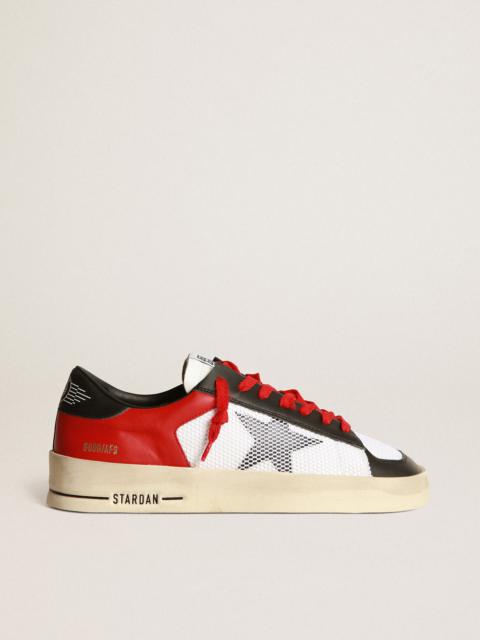 Stardan sneakers in red and white leather with mesh inserts