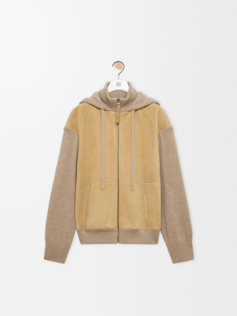 Loewe Hybrid zip-up hoodie in suede and wool blend
