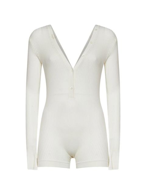 MUGLER ribbed-knit playsuit