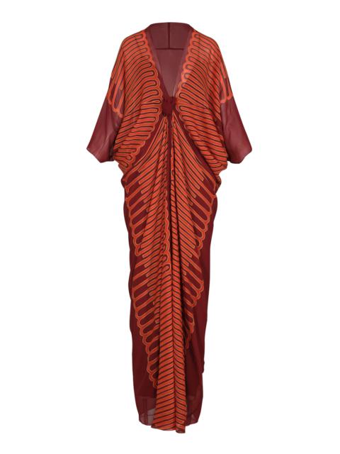 Johanna Ortiz Sensory Tapresty Silk Tunic Dress red