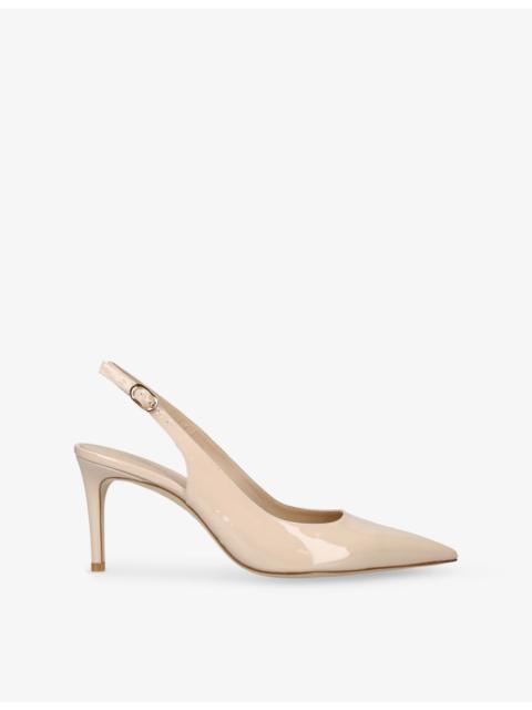 Stuart Weitzman Stuart Power 75 Slingback-Strap Patent-Leather Heeled Pumps