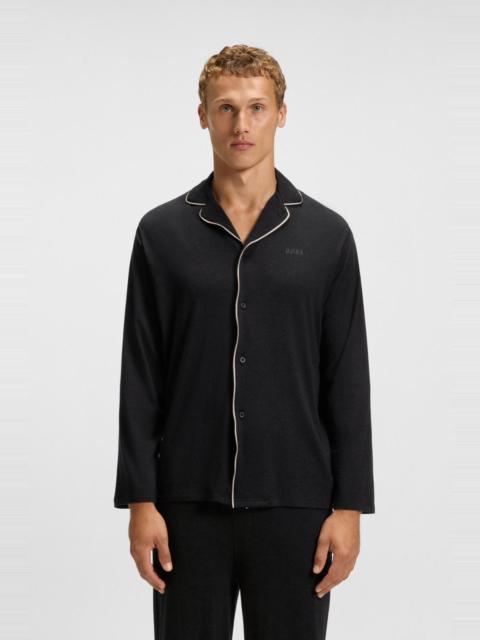 BOSS MELANGE PAJAMA SET WITH SIGNATURE-STRIPE PIPING