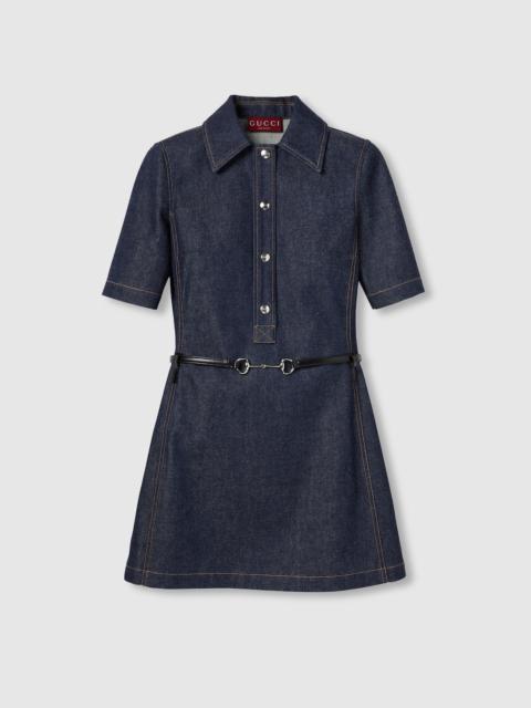 GUCCI Denim mini dress with Horsebit