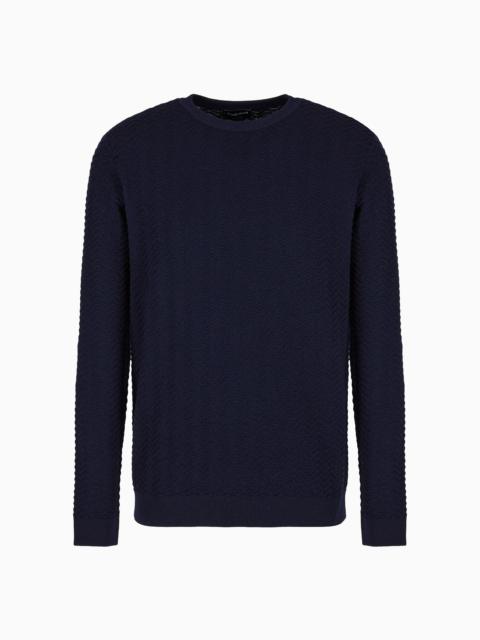 GIORGIO ARMANI Chevron Ottoman wool crew-neck jumper