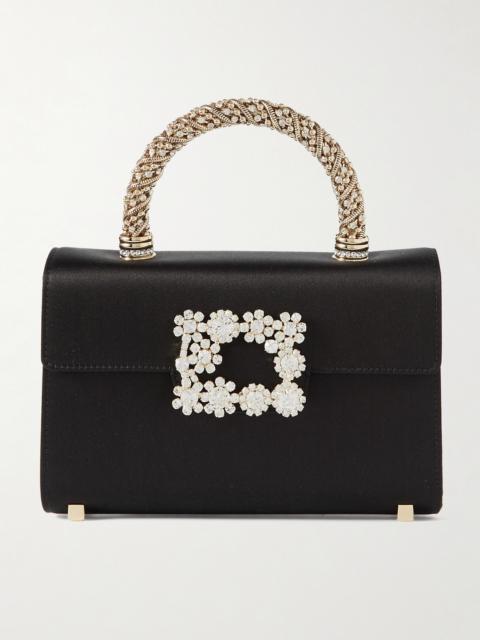 Roger Vivier Flower Crystal-embellished Satin Clutch