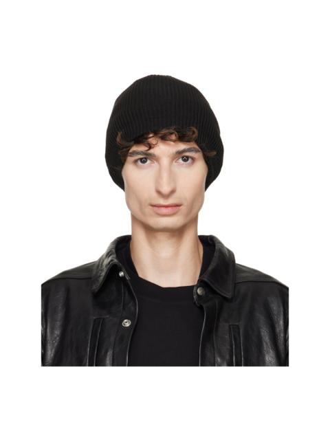 Rick Owens Black Tower Ribbed Beanie