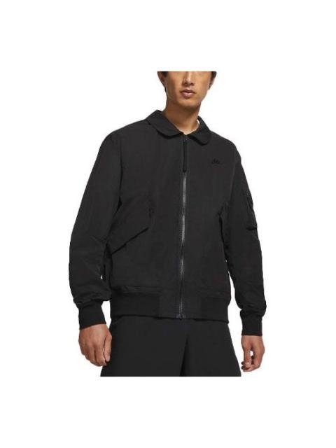 Nike Sportswear Woven lapel Solid Color Sports Jacket Black CZ9895-010