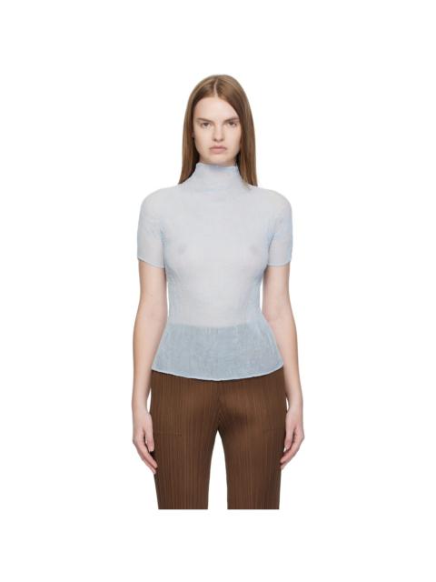 ISSEY MIYAKE Blue Chiffon Twist 3 Top