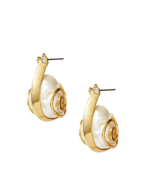 LELE SADOUGHI Women's Snail 14K-Gold-Plated, Crystal & Imitation Pearl Hoop Earrings - Pearl