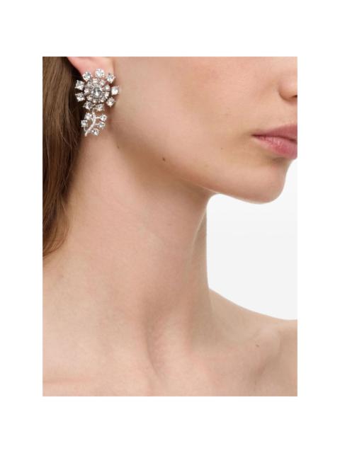 self-portrait crystal-embellished floral earrings