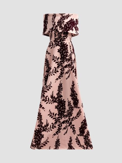LELA ROSE Women's Deedie Flocked Tafetta Gown - Dusty Rose Oxblood